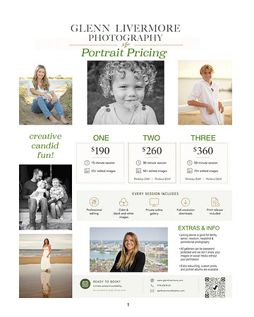 portrait pricelist for 8x10 print