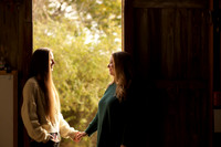 Alli and Jess engagement photos at Spencer Peirce Little Farm